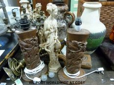 A West German pottery vase, another similar vase,