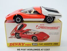 Dinky Toys diecast model Fiat Abarth 2000, 202, with fluorescent red body,