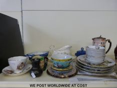 A collection of mixed glassware and ceramics to include decanter, collectors' plates,