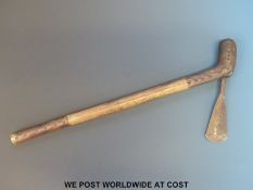 An African tribal art war club with small worked axe head,