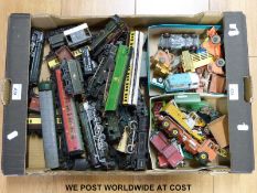 A collection of 00 gauge locomotives, carriages, wagons and accessories together with various Dinky,