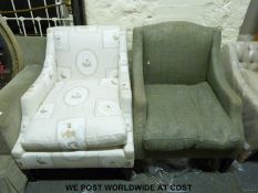 Two upholstered armchairs