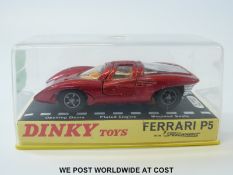 Dinky Toys diecast model Ferrari P5, 220, with metallic red body, yellow interior and speed wheels,