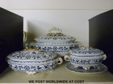 A set of three Victorian Royal Worcester tureens with elephant handles
