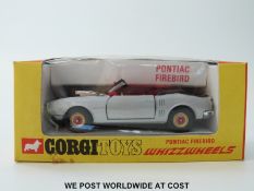 Corgi Toys Whizzwheels diecast model Pontiac Firebird, 343, with metallic silver and black body,