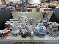 A quantity of retro dinner and tea ware including Midwinter,