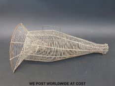 A vintage wire fish or crayfish trap