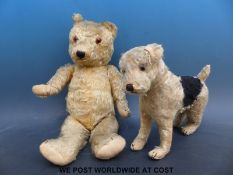 A vintage mohair dog and bear