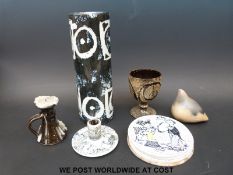 Four pieces of studio pottery,