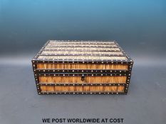 A porcupine quill and bone inlaid box with fitted interior (width 30cm)