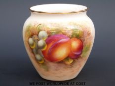 Royal Worcester vase hand decorated with fruit, dated 1970 signed Roberts (7.