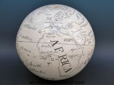 An unusual and possibly unique mid 19thC ceramic globe, possibly Coalport or Spode.