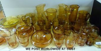 Over 40 pieces of amber glass, Whitefriars and other (approximately 40 pieces),