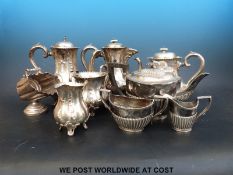 Two silver plated tea sets,