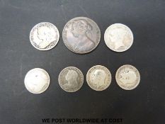 An 1860 young head Victoria bronze penny toothed borders, fine, together with 21.