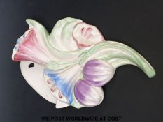 A Clarice Cliff wall pocket in floral bouquet design (27cm)