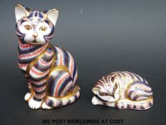 Two Royal Crown Derby Imari cats both with gold stoppers