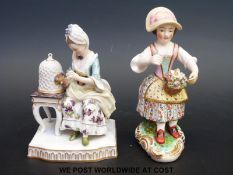 A 19thC Crown Derby child figure and a continental figure after the Meissen original