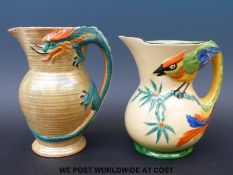 Two Art Deco pottery jugs including a Burleigh Ware example with dragon handle,
