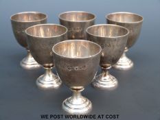 A set of six hallmarked egg cups each 5.5cm high, London 1905 maker's mark C & S Co.