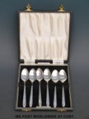 A cased set of six hallmarked silver spoons (73g)