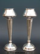 A pair of hallmarked silver Art Nouveau vases, London 1908,