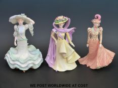 Three boxed limited edition Coalport Ascot Lady figurines designed by David Shilling,