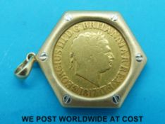 An 1817 gold full sovereign in pendant (13.