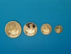 A 1988 gold proof four coin Britannia set with certificate