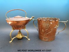 An Art Nouveau jardiniere marked to underside CDE with crossed axes together with a similar style