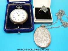 A ladies silver fob watch, silver,