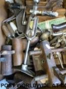 A collection of vintage woodworking tools including a Stanley no.
