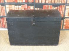 A domed wooden trunk (width 83cm)