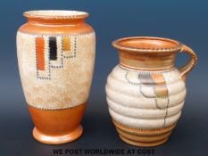 A Crown Ducal Art Deco jug and vase,