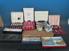 A quantity of cased silver plated and other cutlery to include Harrods and others together with a