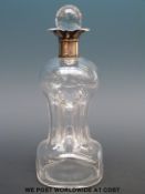 An Edward VII hallmarked silver mounted glug decanter, Chester 1909, maker's mark rubbed, height 20.