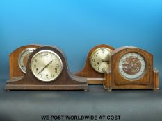 Two Napoleon hat style clocks,