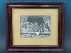Two vintage Louis Wain prints The Tragedy and Comedy