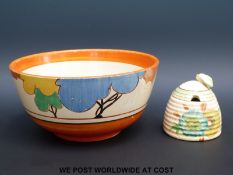 A Newport Pottery bowl, hand painted but not signed Clarice Cliff,