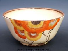 A Clarice Cliff bowl in Rodanthe pattern,