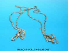 Two 9ct gold necklaces made up of flat links (14.