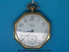 A Waltham gentleman's pocket watch in chased octagonal case,