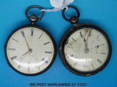 Two Victorian hallmarked silver cased pocket watches,