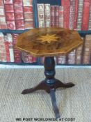 A parquetry inlaid octagonal occasional table (width 37.