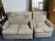 A Wesley Barrell two seater settee and chair