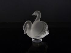 Lalique frosted glass model of a pair of swans,