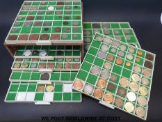 An amateur collection of coinage in collector's drawers, Elizabeth I onwards,