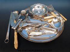 A 19thC silver plated tray (diameter 36.