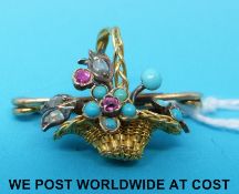 A Victorian brooch set with turquoise,