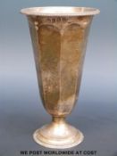 An Elkington & Co hallmarked silver octagonal pedestal vase, height 15cm,